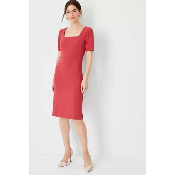 Ann Taylor Red Square Neck Dress - Picture 1 of 12